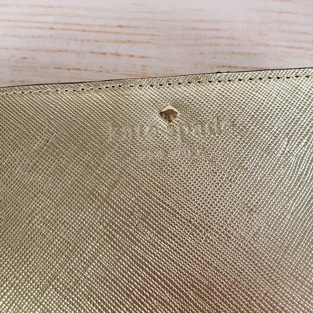Kate Spade Saffiano Leather Metallic Wallet with Gift Box
